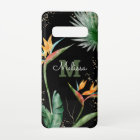 Tropical Island Floral Monogram Script Gold Black