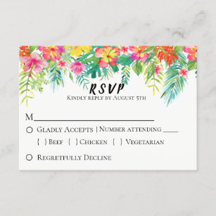 Luau Wedding Rsvp Response Cards Zazzle Tropical Island Fl Wedding Rsvp