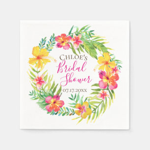 Tropical Island Floral Wreath Personalized Napkins