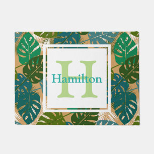 Tropical Island Foliage Personalized Doormat