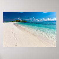 Tropical Island Footprints On The Sand  