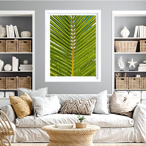 Tropical Island Green Palm Leaf Picture   Poster