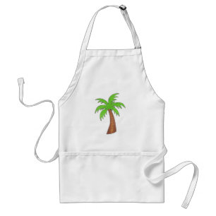 Tropical Island Green Palm Tree Beach Vacation Adult Apron