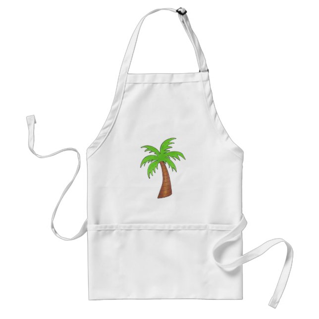 Tropical Island Green Palm Tree Beach Vacation Adult Apron (Front)