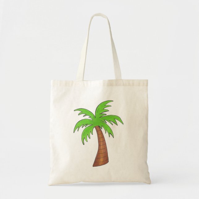 Tropical Island Green Palm Tree Tote Bag (Front)