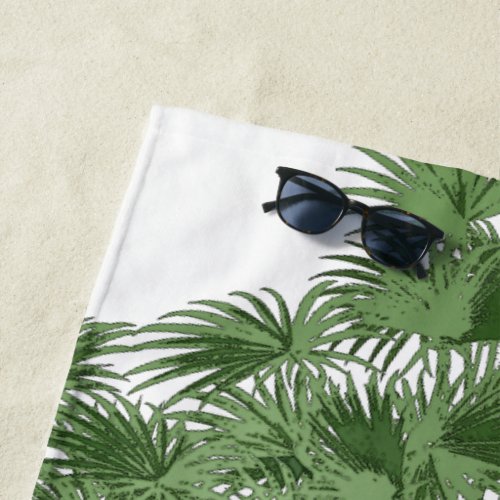 Tropical Island Green Palm Trees Beach Towel