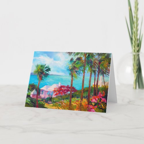 Tropical Island Happy Painting Note Card