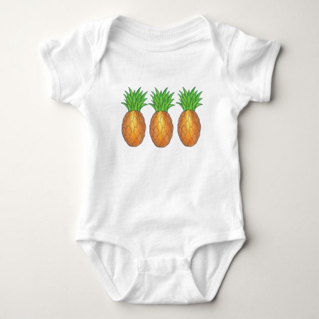 Tropical Island Hawaiian Pineapple Fruit Green Baby Bodysuit (Front)
