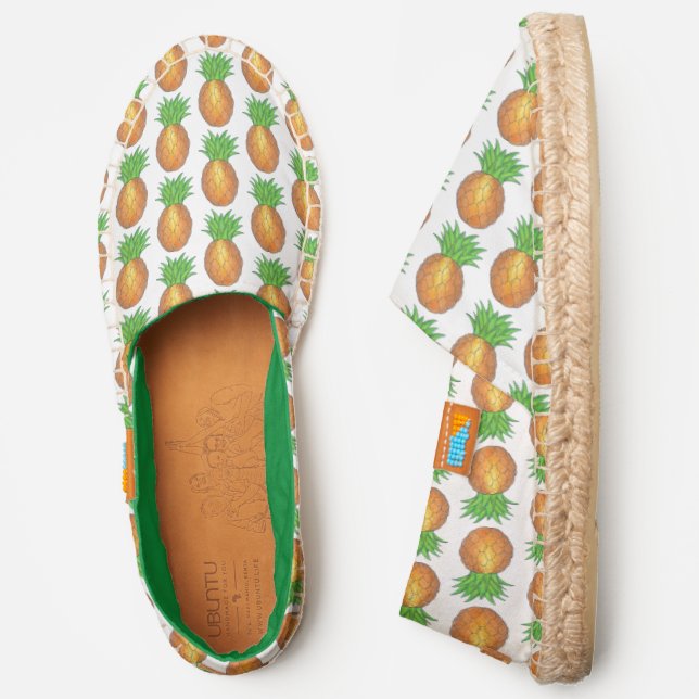 Tropical Island Hawaiian Pineapple Fruit Print Espadrilles (Side)