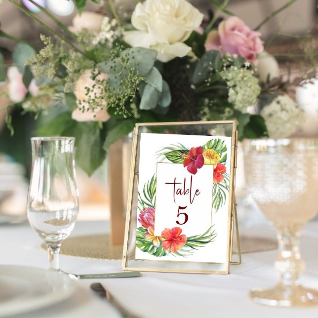 Tropical Island Hibiscus Floral Wedding Table No Note Card (Creator Uploaded)