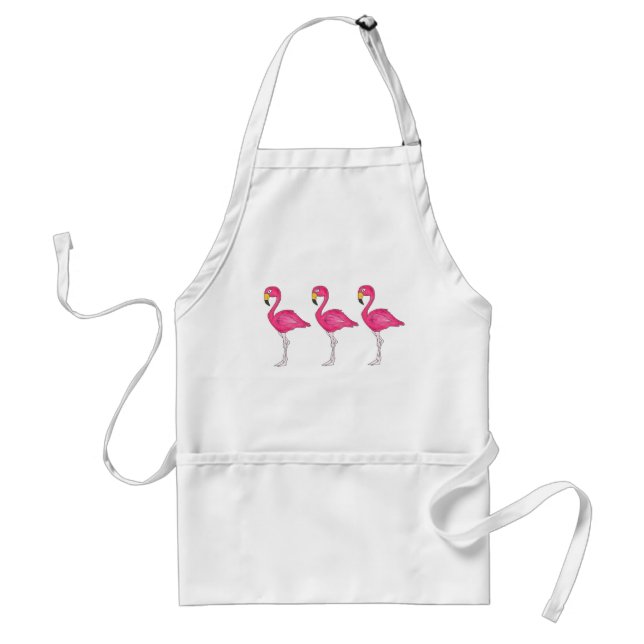 Tropical Island Hot Pink Flamingo Bird Flamingos Adult Apron (Front)