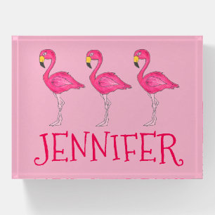 Tropical Island Hot Pink Flamingo Bird Paperweight