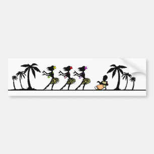 Tropical Island Hula Dancers Bumper Sticker