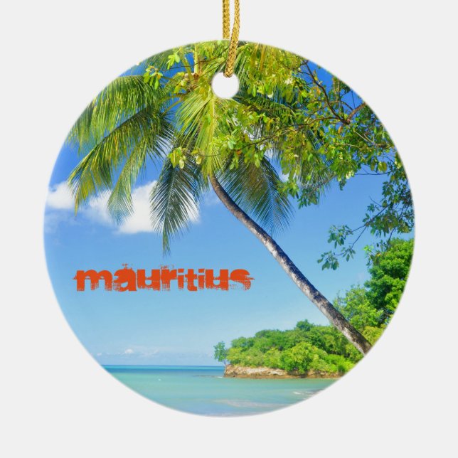 Tropical island in Mauritius Ceramic Ornament (Front)