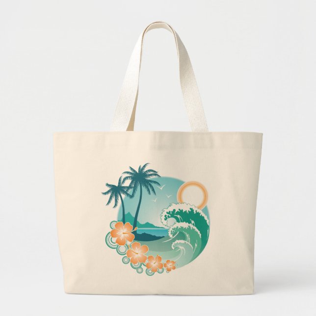 Tropical Island Large Tote Bag (Front)