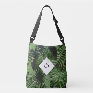 Tropical Island Leaves Monogram with Your Initials Crossbody Bag