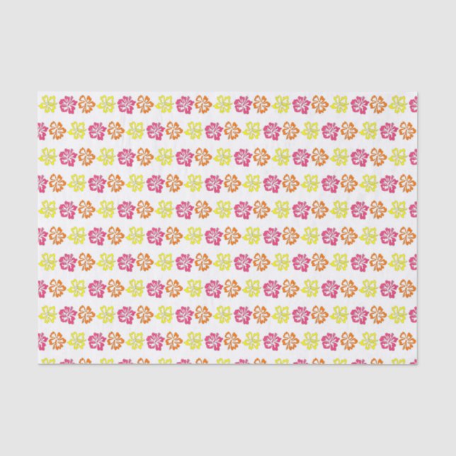 Tropical Island Luau Pink Hawaiian Hibiscus Floral Tissue Paper (Front)