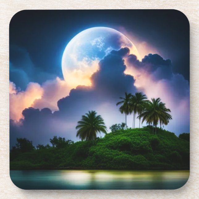 Tropical Island Moonlight Coaster (Front)