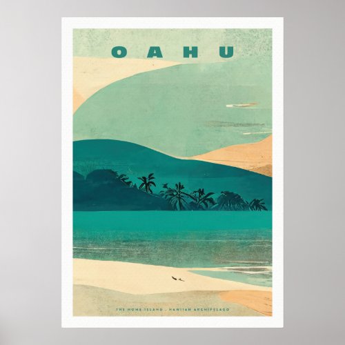 Tropical Island Oahu Poster