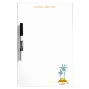 Tropical Island Ocean and Palm Trees Personalized Dry Erase Board