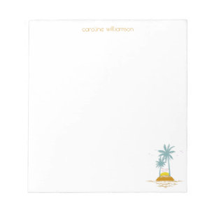 Tropical Island Ocean and Palm Trees Personalized Notepad
