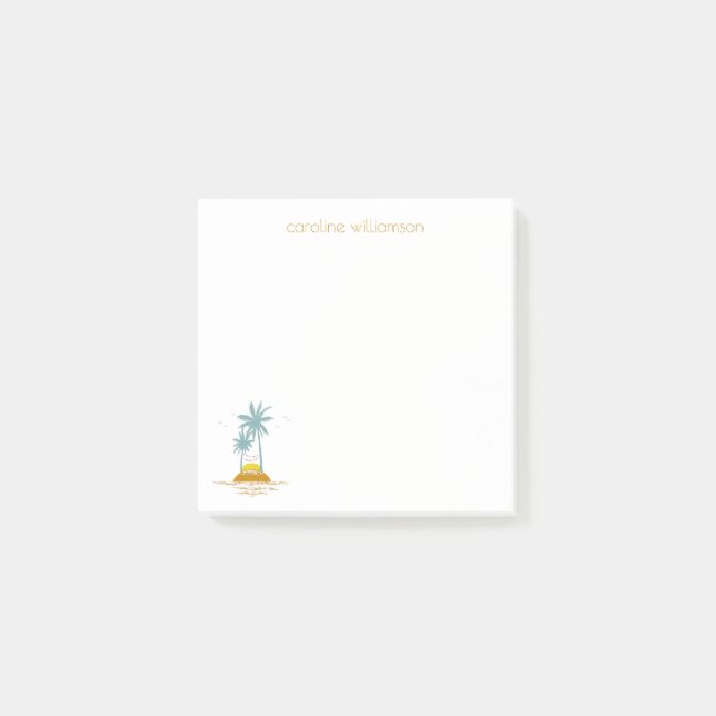 Tropical Island Ocean and Palm Trees Personalized  Post-it Notes (Front)