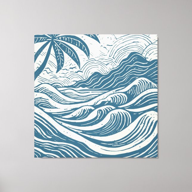 Tropical island on the sea wood print style (Front)