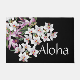 Tropical Island Orchid Flowers Floral Aloha Doormat
