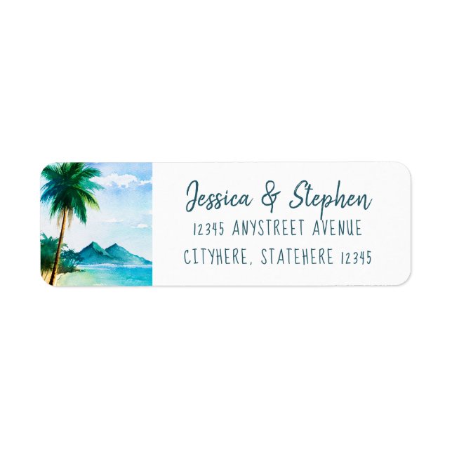 Tropical Island Painting Beach Return Address Label (Front)