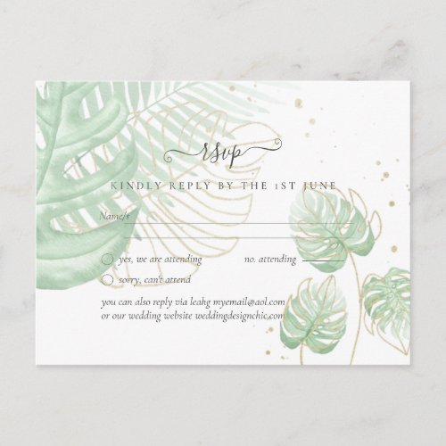 Tropical Island Palm Leaves Beach Wedding Postcard