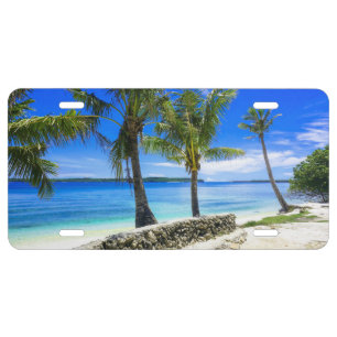 Tropical Island Palm Paradise Chill License Plate