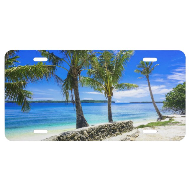 Tropical Island Palm Paradise Chill  License Plate (Front)
