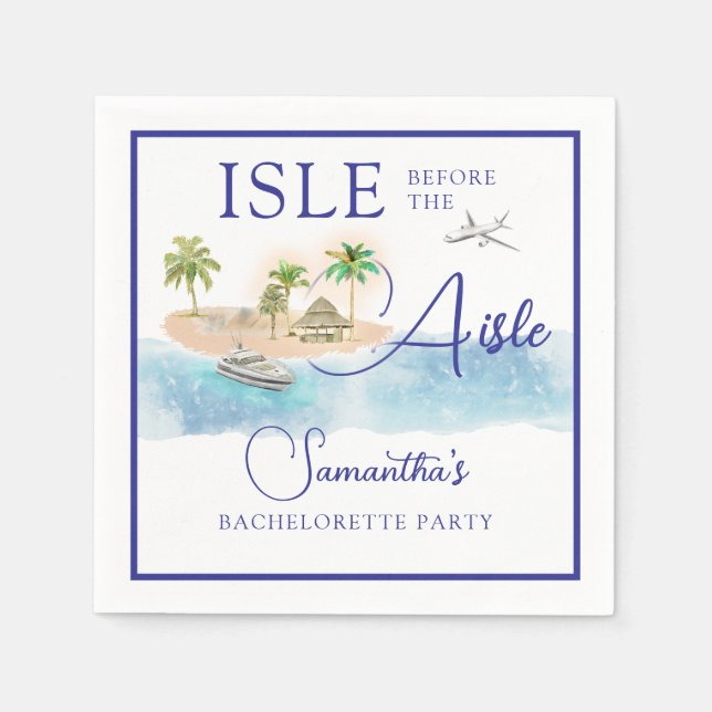 Tropical Island Palm Tree Destination Bachelorette Napkins (Front)