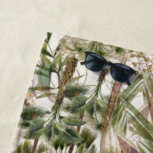 Tropical Island Palm Tree Fronds Beach Towel