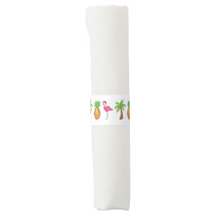 Tropical Island Palm Tree Pineapple Pink Flamingo Napkin Bands