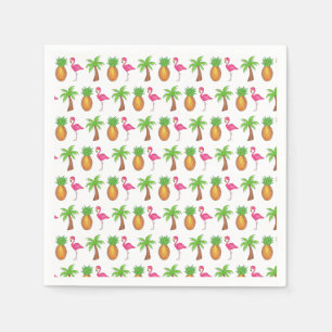 Tropical Island Palm Tree Pineapple Pink Flamingo Napkins