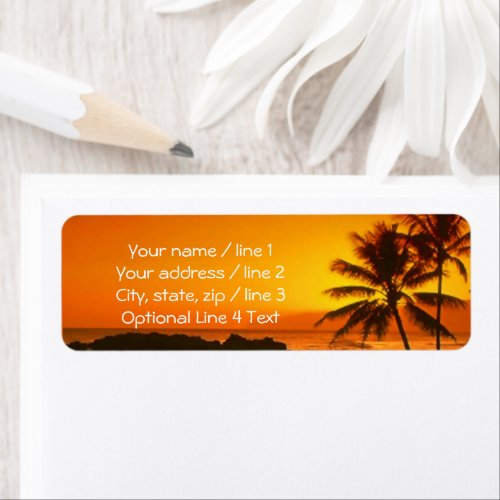 Tropical Island Palm Tree Sunset Address Labels