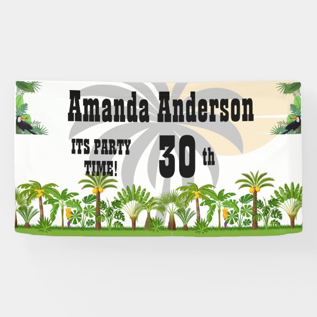 Tropical Island Palm Tree Sunset Banner (Horizontal)