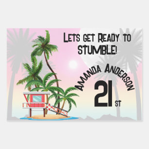 Tropical Island Palm Tree Sunset Invitation Wrapping Paper Sheets