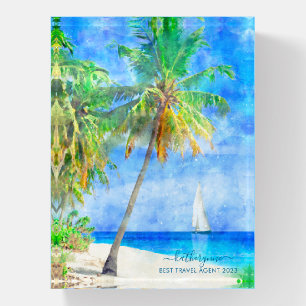 Tropical Island Palm Tree with Sailboat Paperweight