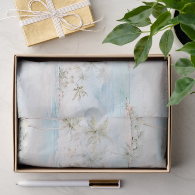 Tropical Island Palm Trees Beach  Tissue Paper (Gift)