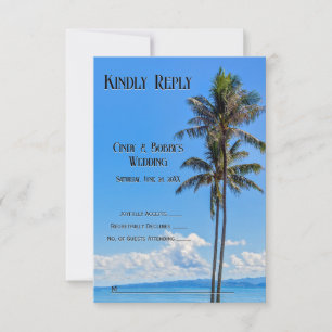 Tropical Island, Palm Trees, Blue Seas, RSVP Thank You Card