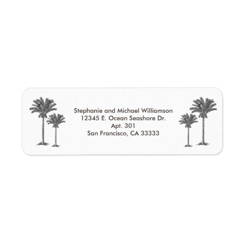 Tropical Island Palm Trees Custom Name Label