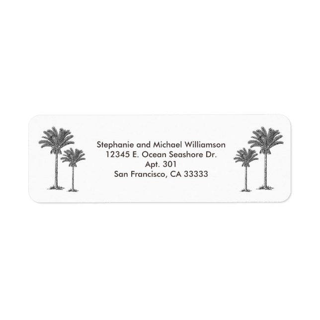 Tropical Island Palm Trees Custom Name Label (Front)