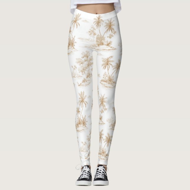 Tropical Island Palm Trees Leggings (Front)