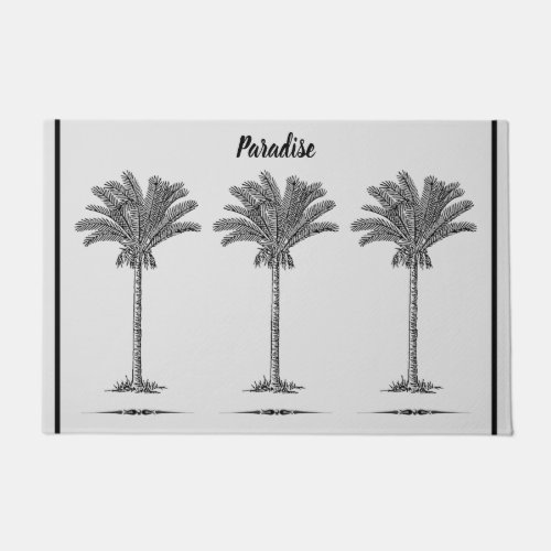 Tropical Island Palm Trees Simple Elegant Beach Doormat