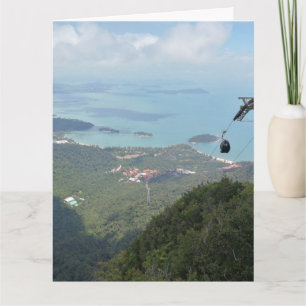 Tropical Island Panorama with Cable Car Card