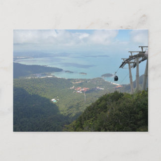 Tropical Island Panorama with Cable Car Holiday Postcard