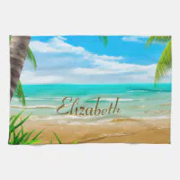 BEACH dish towel, Zazzle