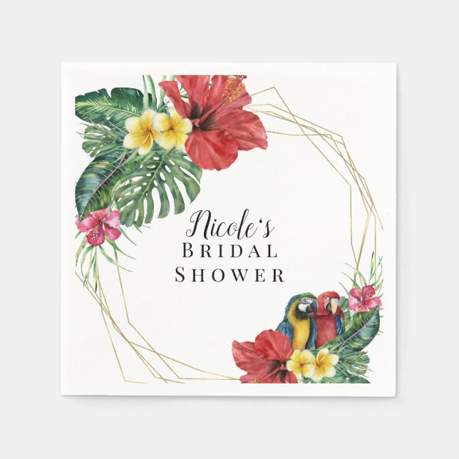 Tropical Island Paradise Birds Floral Botanical Napkins (Front)